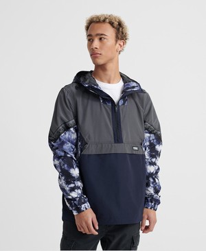 Superdry Jared Overhead Cagoule Férfi Kabát Szürke/Kék | GUNBQ8910